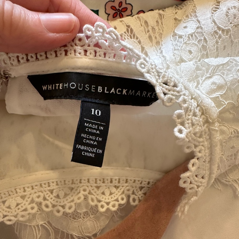 White House Black Market White Lace Yoke Blouse - Picture 6 of 6
